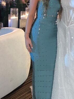 Herve Leger Seafoam Green Bandage Maxi Dress